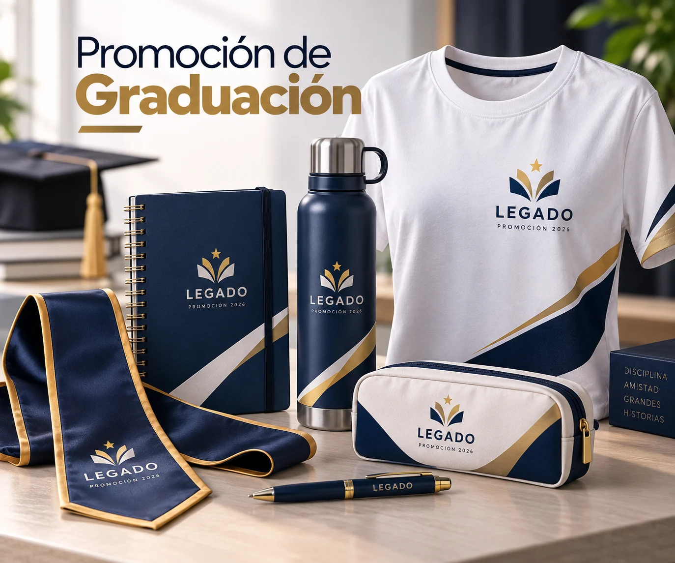 Productos personalizados para promociones y graduaciones